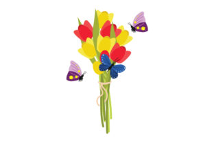 Flower Bouquet Tulips with Butterflies Embroidery Design Review