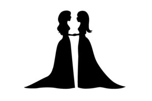 Two Brides Facing Each Other Silhouette Design Review